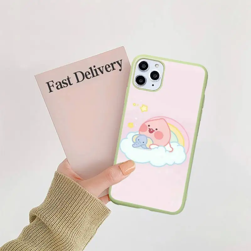 

Cute Peach cartoon Comics Phone Case Candy Color for iPhone 11 12 mini pro XS MAX 8 7 6 6S Plus X 5S SE 2020 XR