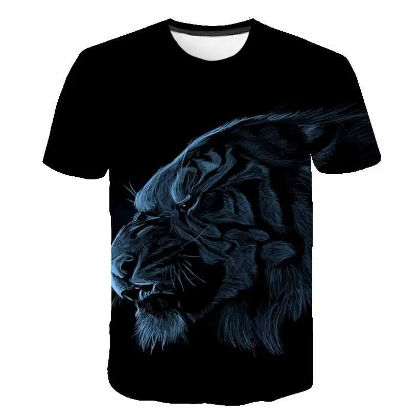 

2021 Summer Boys Cartoon Tiger T shirt Animal 3D Printed Girls Streetwear Children Kids Clothes Baby Funny Tshirt O-Neck