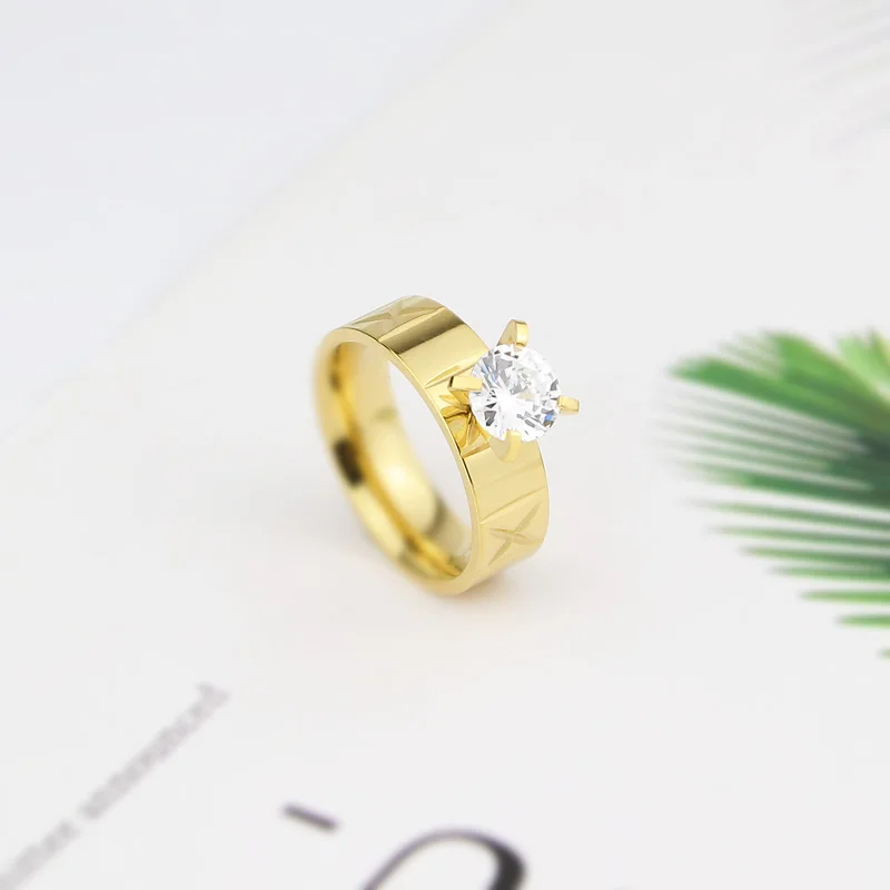 Лидер продаж модное кольцо из нержавеющей стали Цвет золотого цвета с украшением