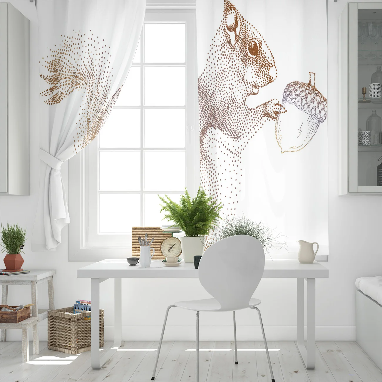 Коричневые точечные белки сосновые конусные шторы для животных панель кухни