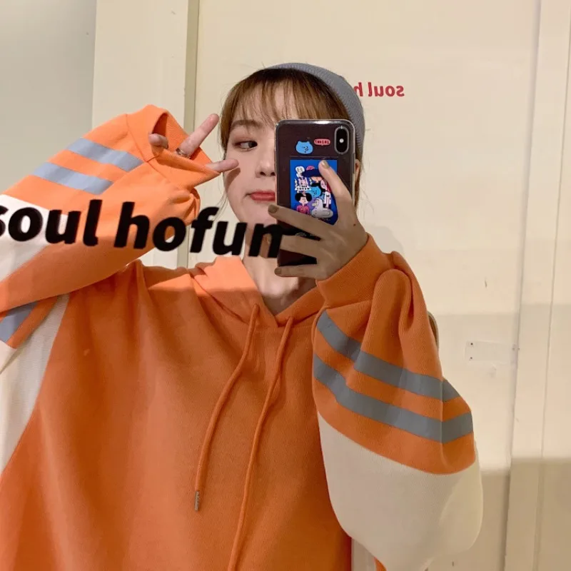 

Spring 2021 New Korean Style Loose Casual Chic Hooded Sweater Super Popular CEC Coat for Students Ins Trendy Women