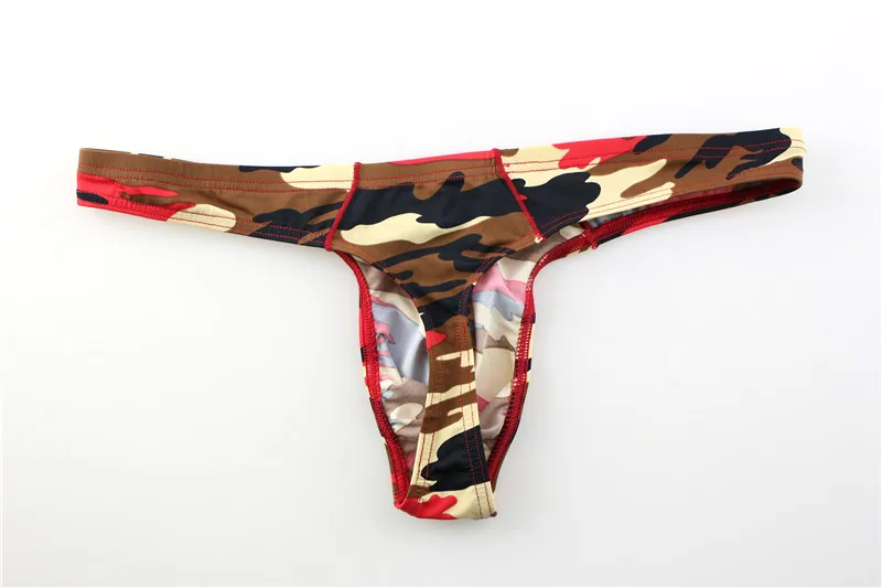 Мужские трусы брифы с принтом черные камуфляжные нейлоновые открытой спиной
