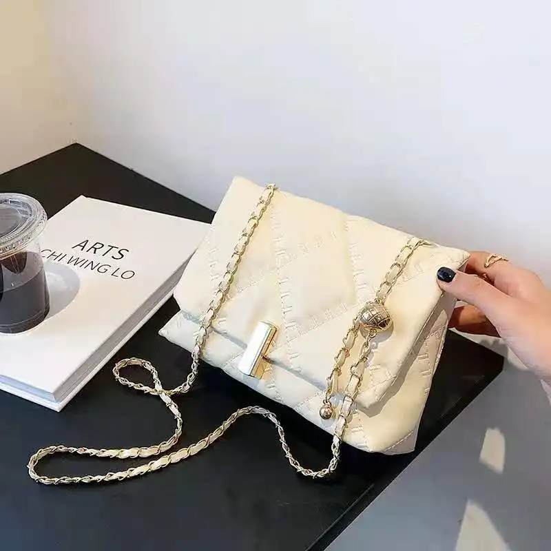 

Small bag female 2021 summer new style Korean fashion rhombus one shoulder diagonal texture chain shoulder bag
