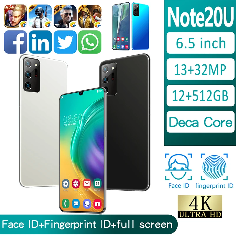 

Smartphone Galay Note20U Global Version 5G Cellphone 12+512G 6.5Inch Full Screen 10 Core 4800mAh 5G LTE Network Mobile Phone