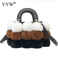 soft fluffy women ladies cute handbag tote bag winter women designer wedding purse hair ball shoulder messenger bag bolsos mujer