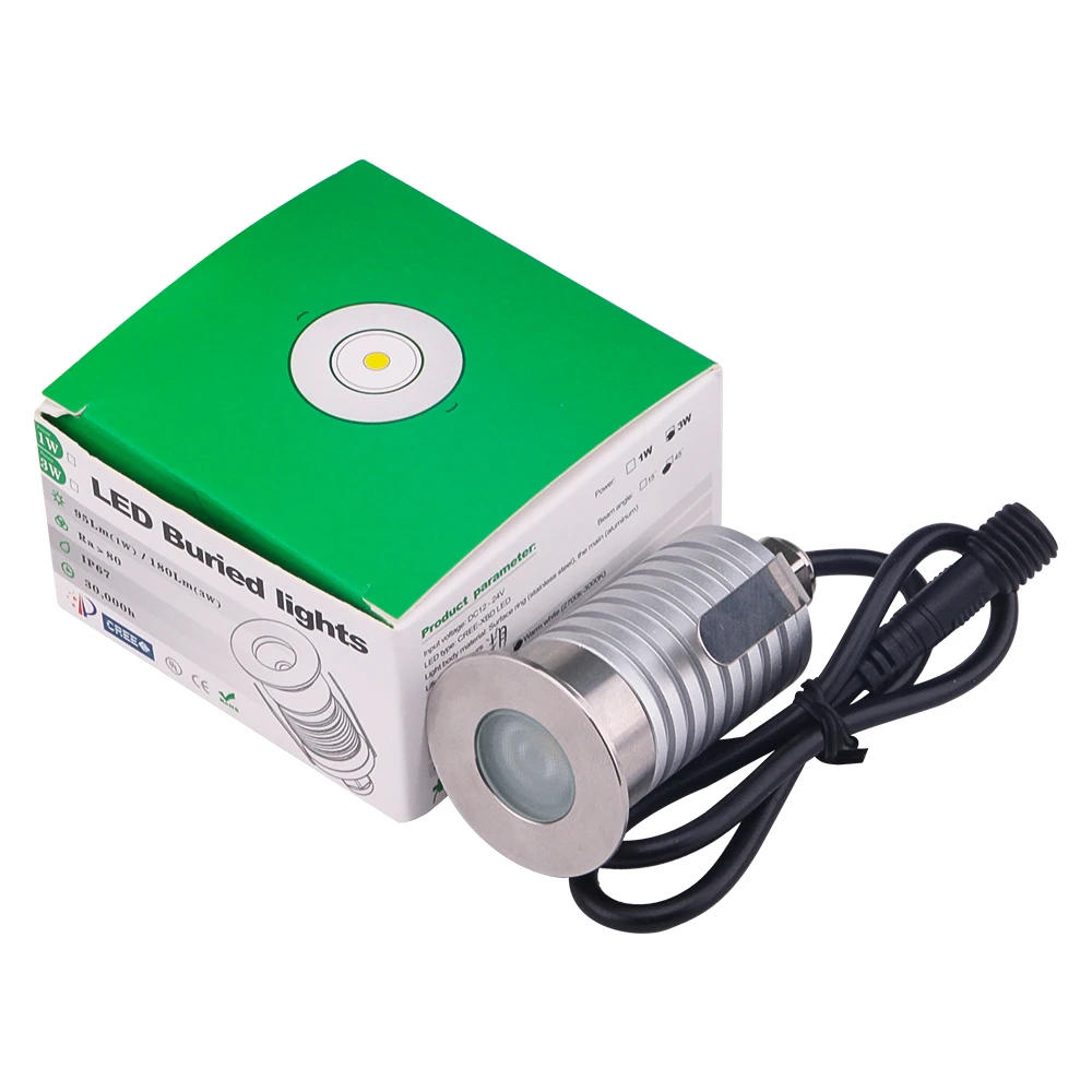 Подземный светильник IP67 1 Вт 3 миниатюрный водонепроницаемый для лестницы