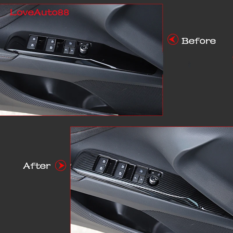 4Pcs Door Window Lift Switch Button Cover Trim Panel Car Carbon Fiber Sticker Fit For Toyota Camry 2018 2019 2020 2021 | Автомобили и