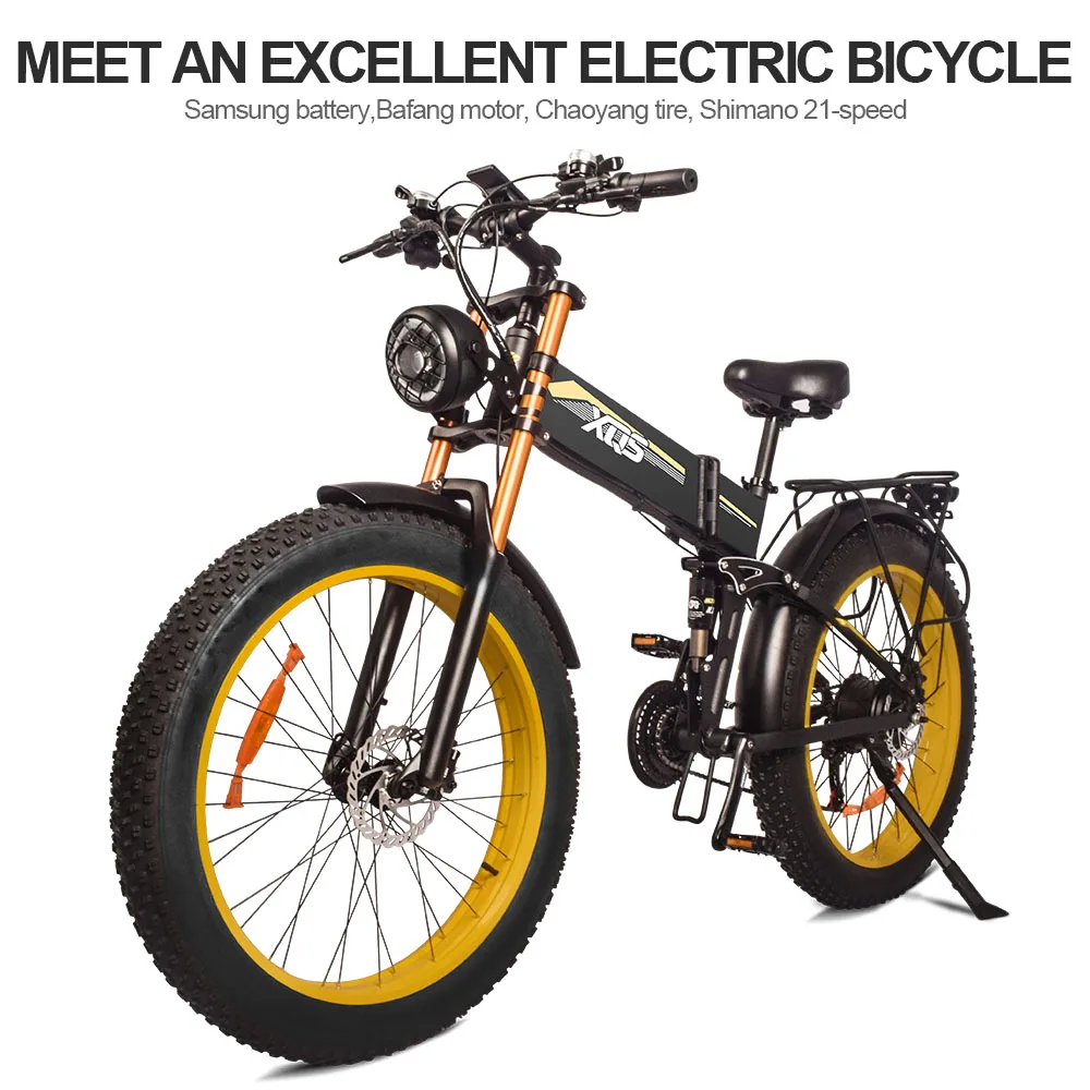 Bicicleta eléctrica XQS-X8 1000W 48V Motor Bafang 14AH Batería Samsung 26 pulgadas Bicicleta eléctrica plegable Hombres Mujer Mejor bicicleta de montaña
