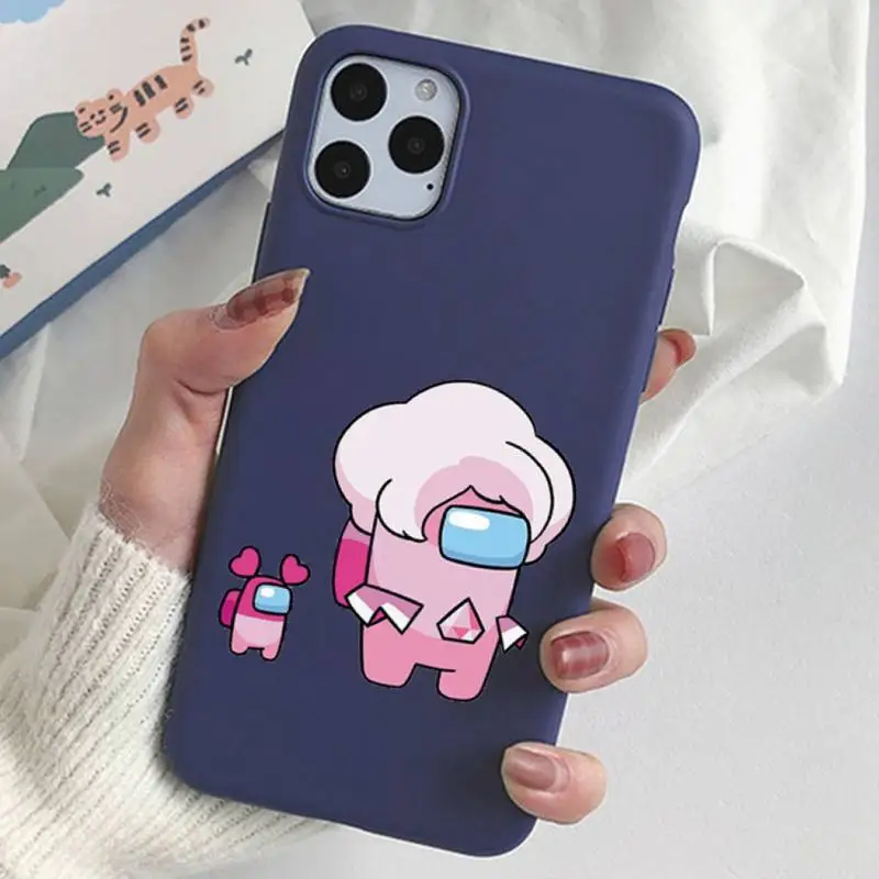 

Among us Phone Case purple Silicone For Iphone 6 7 8 11 12 plus XR X XS SE2020 11/12PRO Max Cases