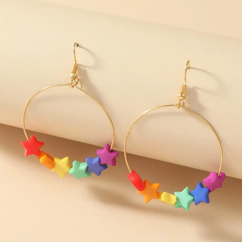 2023 новые модные разноцветные Подвесные серьги в виде звезд для женщин и девочек