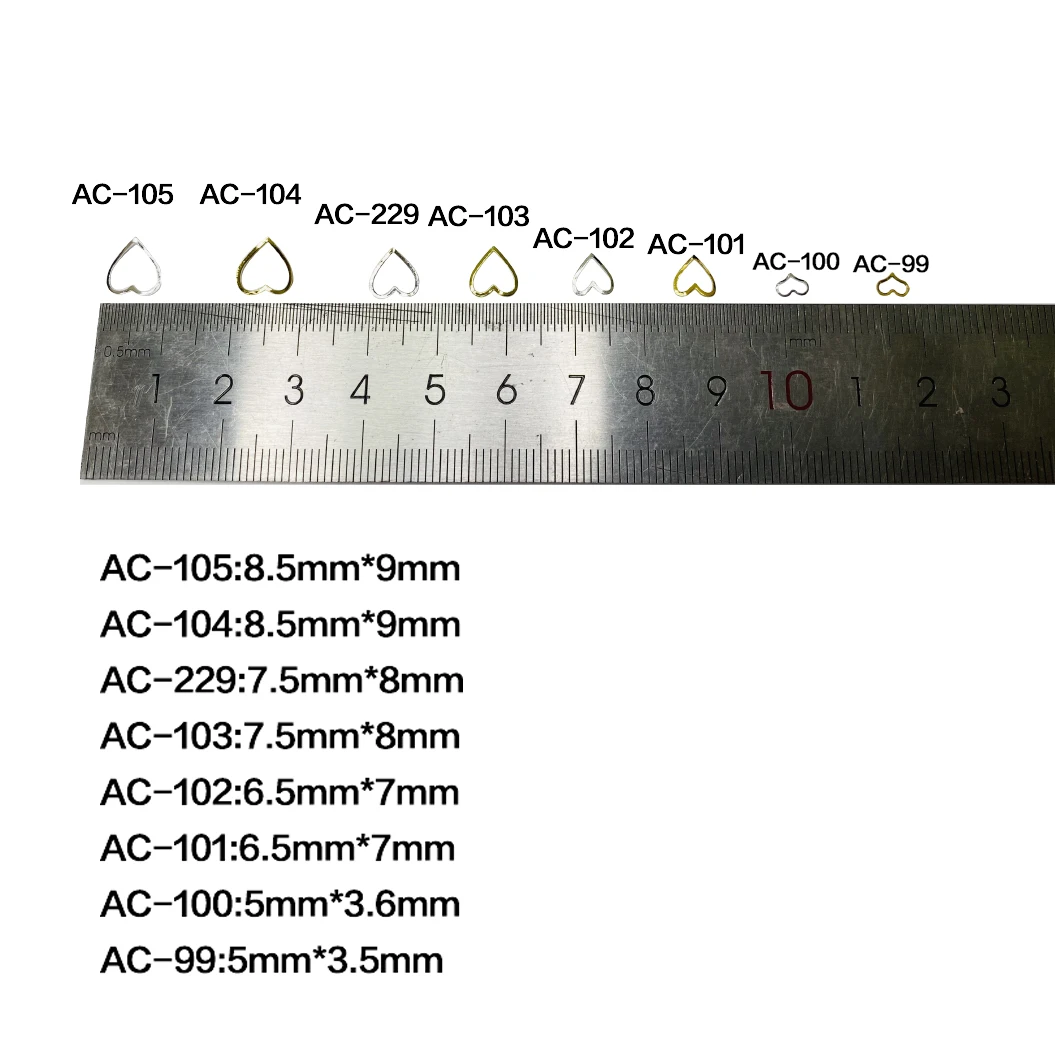 

100pcs Gold/Silver Metal Heart Nail Decal Cute Rivet 3D Nail Art Decoration Rhinestone Accessories For Valentine's Day 2021 hot