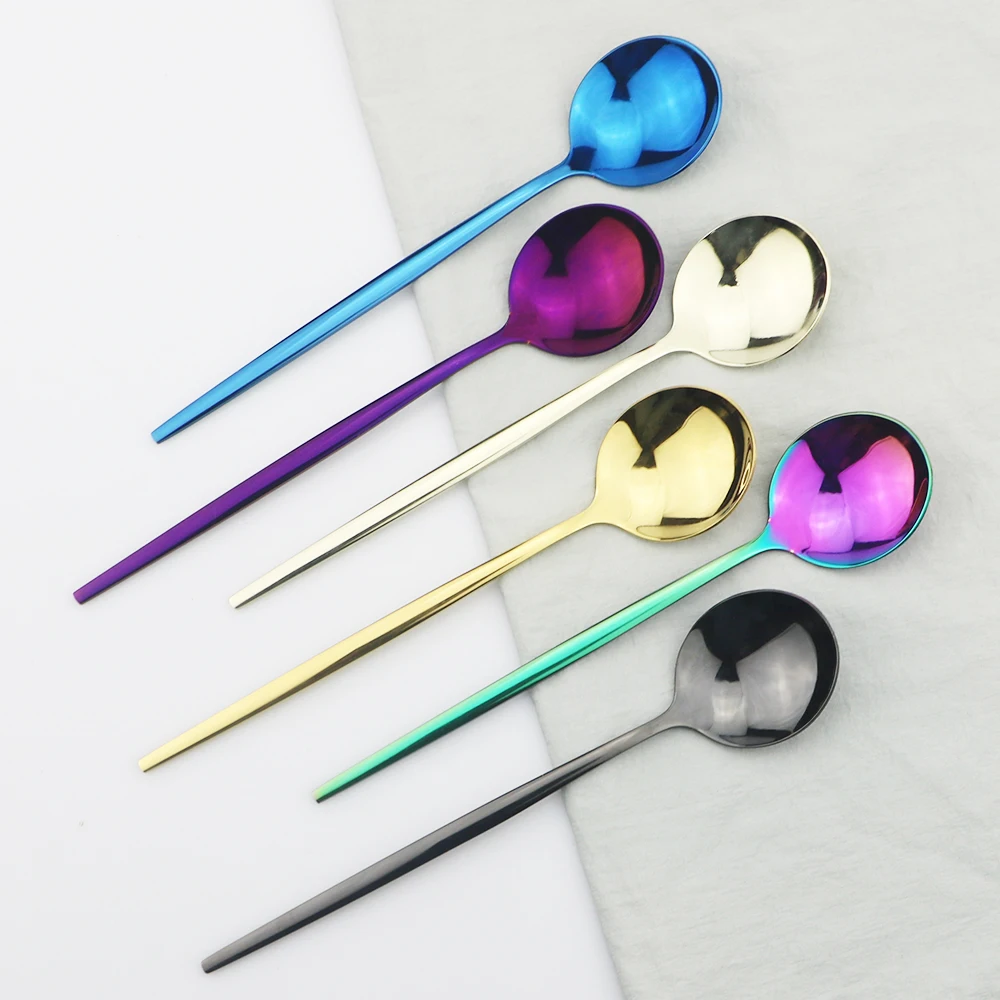 Ложка десертная из нержавеющей стали 18/10 с длинной ручкой 6 шт. | Дом и сад