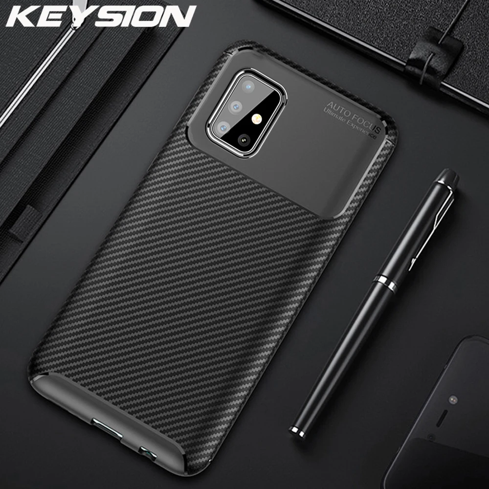 KEYSION ударопрочный чехол для Samsung Galaxy A51 A71 A01 A11 A21 A41 A81 A91 телефона из углеродного