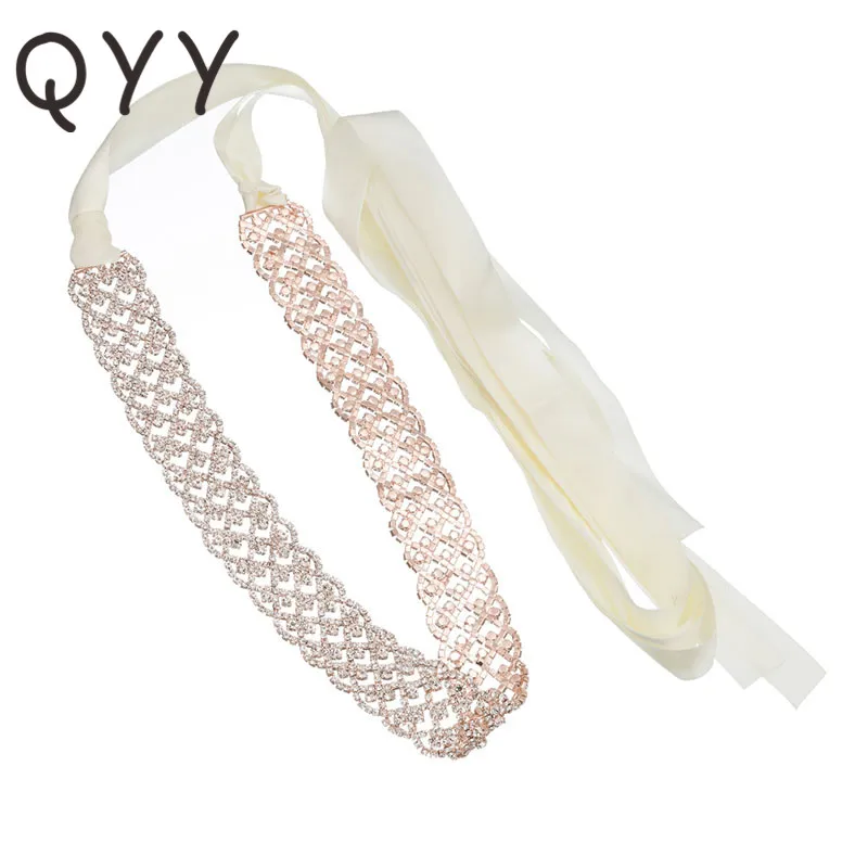 Стразы Сатиновые пояса цвета розового золота свадебные аксессуары украшение для