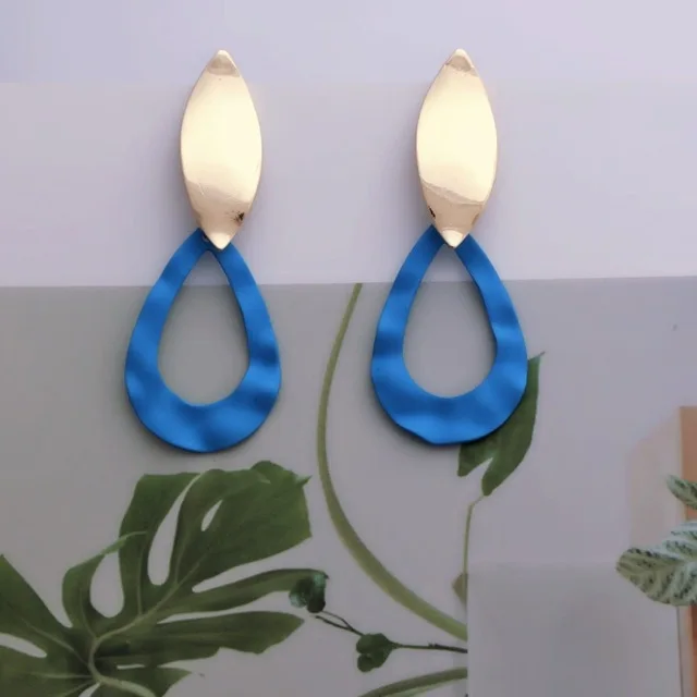 blue Брендовые металлические элегантные женские серьги-капли, новинка, винтажные золотые дешевые корейские массивные серьги, аксессуары brincos - Окраска металла: blue
