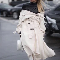 uk brand new fashion 2022 runway designer simple classic maxi long trench coat chic female windbreaker white black khaki