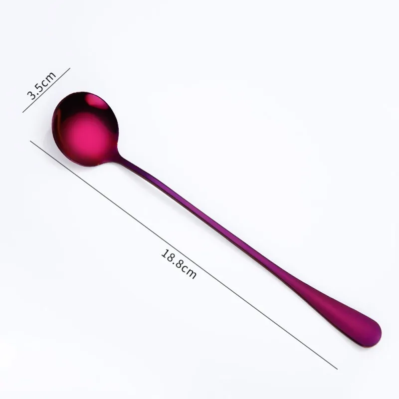 

Stainless Steel Titanium Gold Rainbow Coffee Blender Spoon Cold Drink Fruit Ice Dessert Tea Spoon