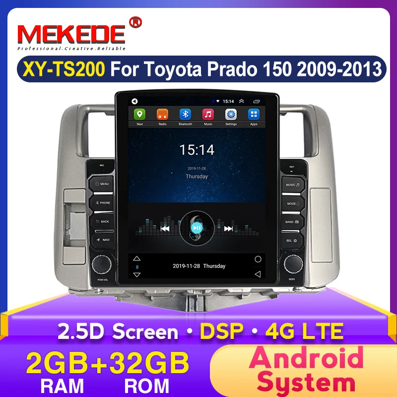 Автомагнитола MEKEDE в стиле Tesla для Toyota Land Cruiser Prado 150 2009 мультимедийный видеоплеер