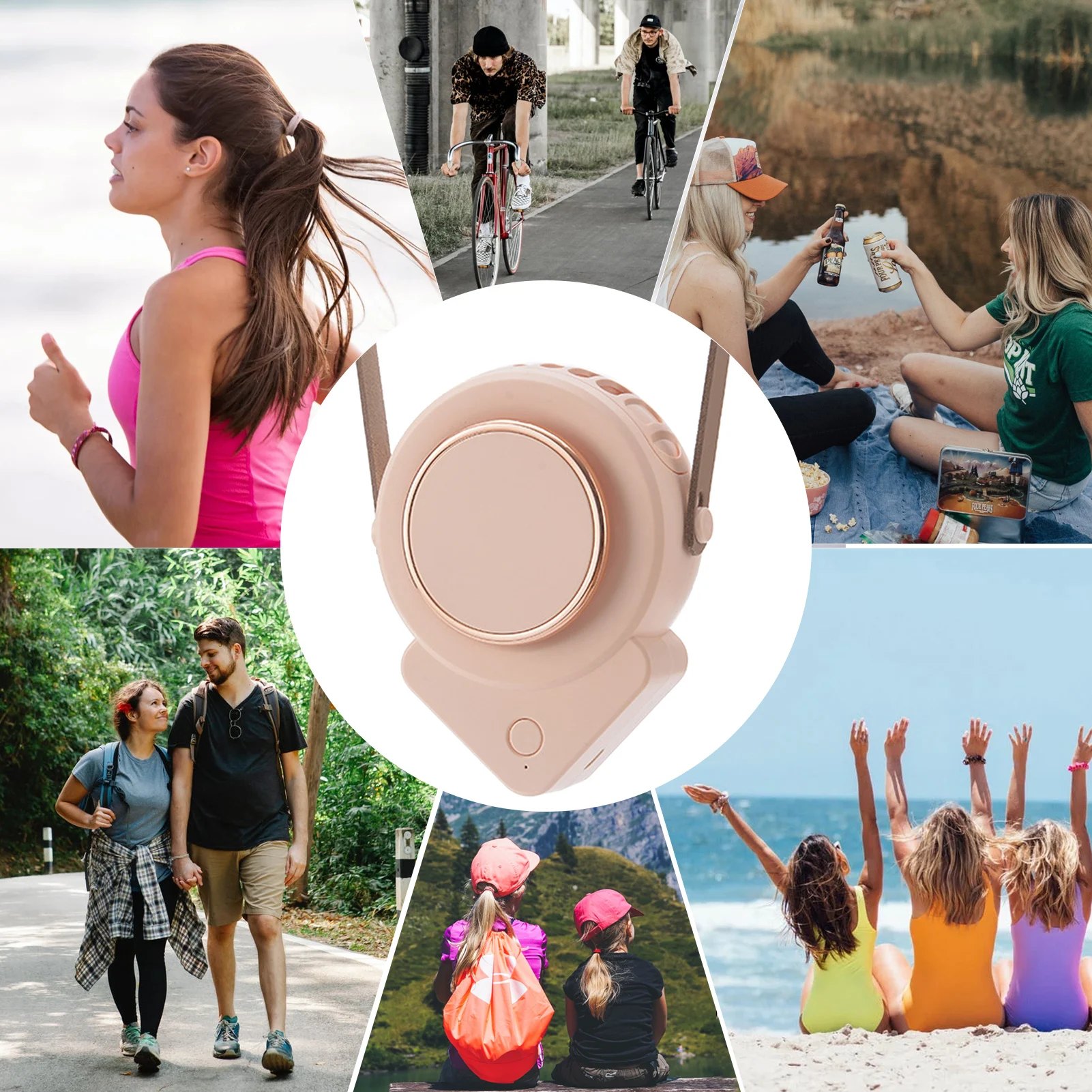 

Portable Hanging 3-speed Mini Fan Cold Fan Hands Free Neck Fan USB Rechargeable Sports Fan Adjustable Neck Dual Fan Home Office