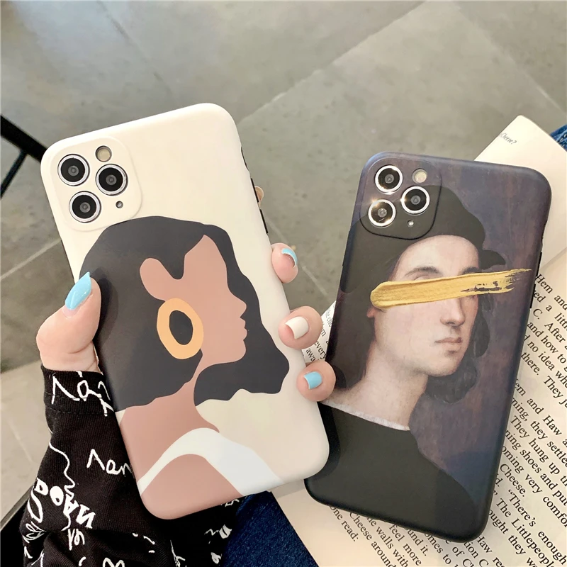 

ins Artist silhouette phone case For iphone 12 12Pro Max 11 11Pro case for iphone SE 7 8 Plus X XR Matte silicone TPU case capa