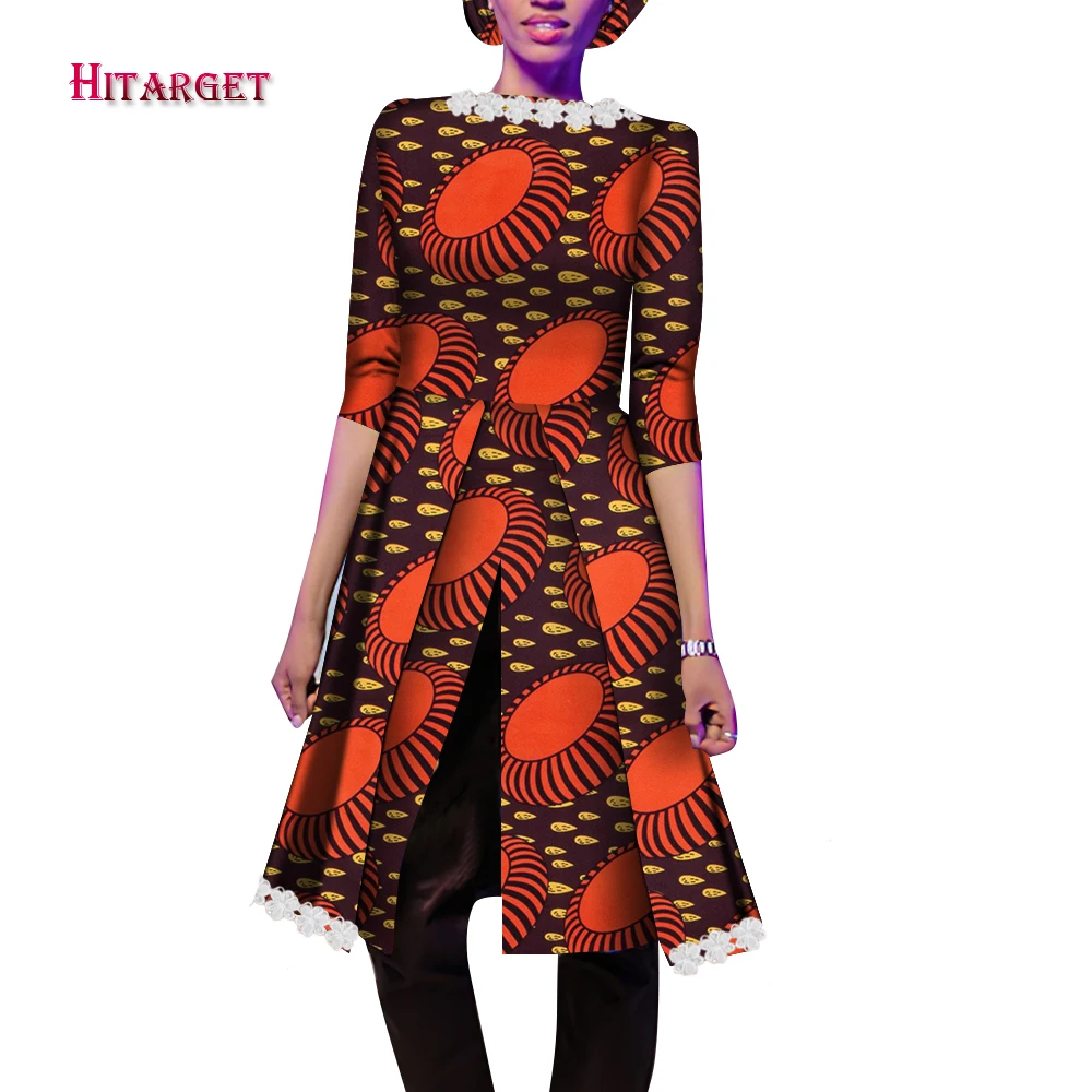 

Модная женская верхняя одежда в африканском стиле, Дашики, длинное пальто, многослойный разрез, топ с принтом Анкары, африканская женская бл...