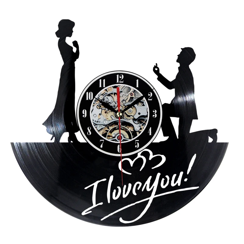 

2020 Hot Sale Record Vinyl Wall Clock Man and Woman Proposal Theme Vinyl Wall Clock In Wall for Home Decor Record Clock Watch