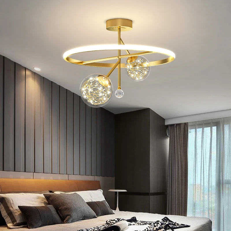

Luxury Modern LED Indoor Fixture Black&Gold Lamp Home Pendant Lights Loft Living Dining Room Bedroom Lustre Luminaire Chandelier