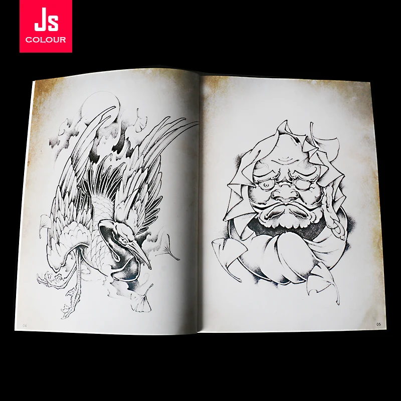 Modello di libro di tatuaggi nella foto di God Monkey Ghost Dragon serpente simile a una gru di culto Full Back Flower Arm Album di tatuaggi tradizionali
