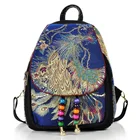 Женский холщовый рюкзак с вышивкой павлина и блестками