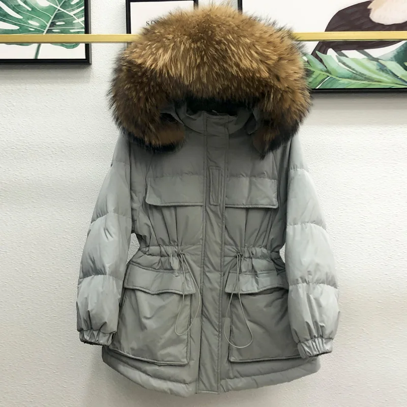 Куртка Janveny женская зимняя парка с 90% белым утиным пухом приталенный пуховик