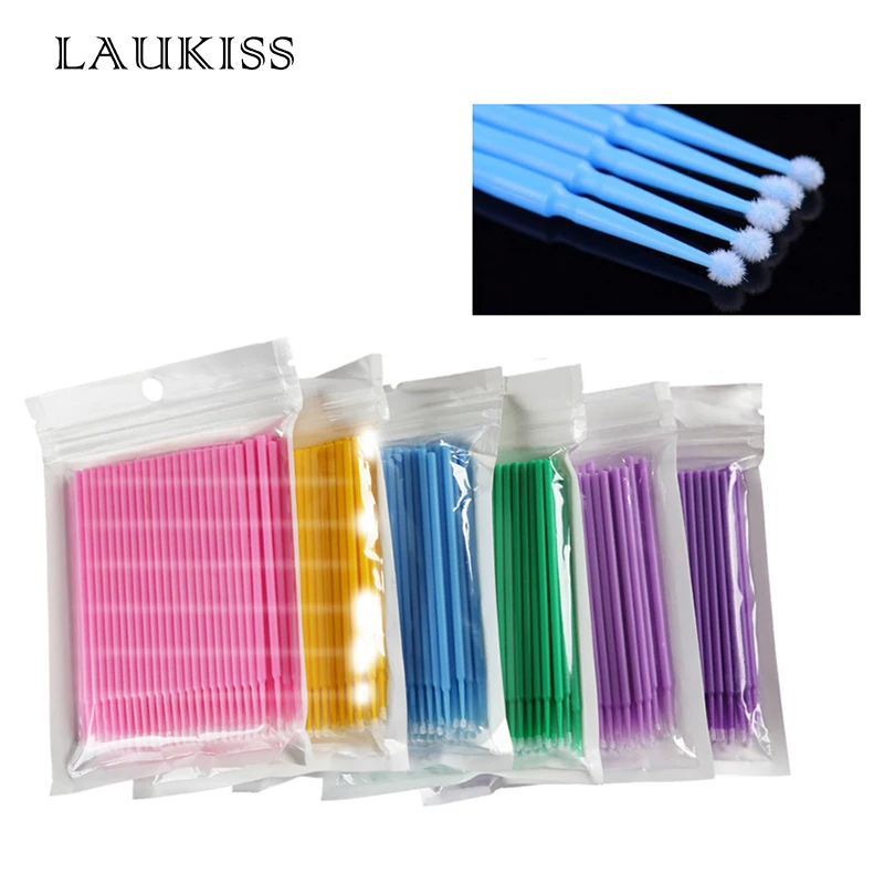 LAUKISS100/200 шт микро одноразовые ресницы для наращивания чистые кисти