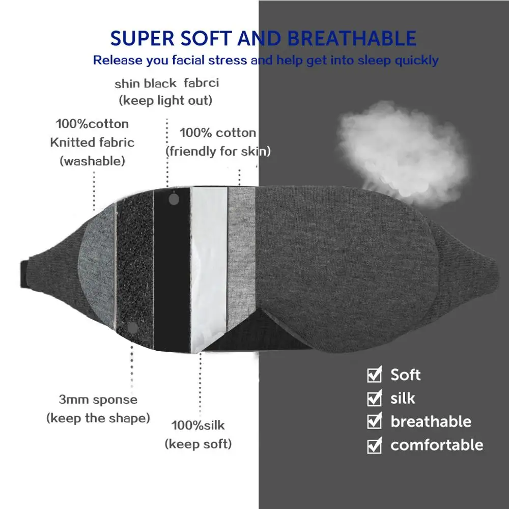Маска для сна быстрого маска глаз Накладка затеняющая женщин и мужчин мягкая
