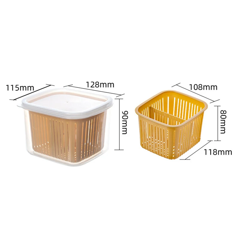 

1PC Square Sealed Drain Basket Divided GridFridge Fresh-keeping Storage Box Garlic Container With Lid Household Kitchen Supplies