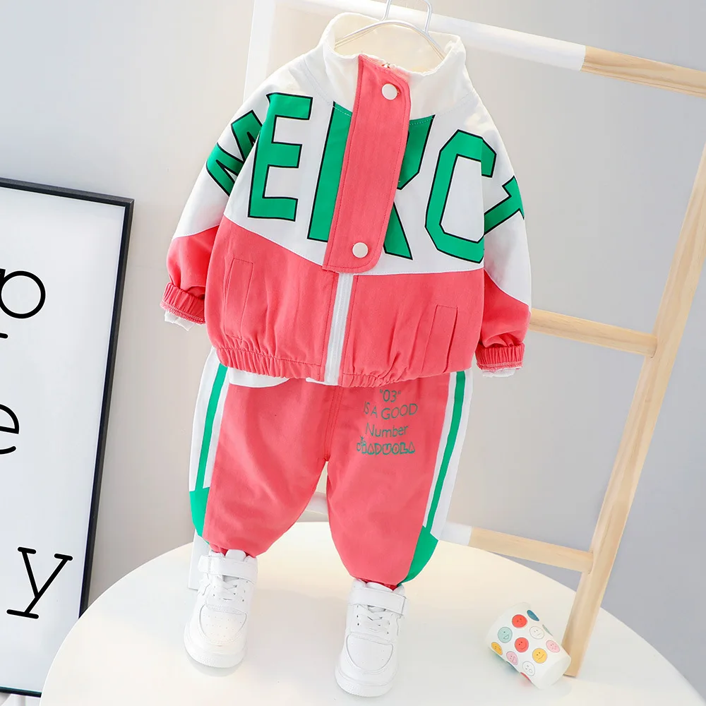 

Children Clothing Sports Suit For Boys And Girls Spring Letter Zipper Outwears Long Sleeve Boys Clothing Set Casual Tracksuit KU