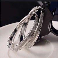 creative korean style hoop earring actress big ear ring star same style frosted ear ring women earrings frosted ring office styl