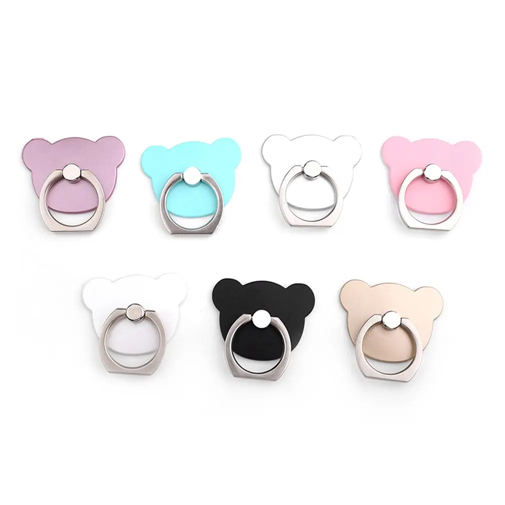 Finger Ring Stand Base Grip 360 Degree Rotating Bear-Shaped Ultra-Thin Metal Stand Foldable Universal Smartphone Stand