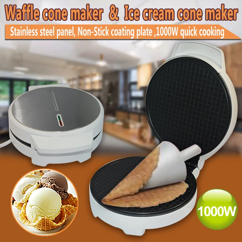 

Electric Crispy Egg Roll Maker Omelet Sandwich Iron Crepe Baking Pan Waffle Pancake Oven DIY Ice Cream Cone Machine EU Plug