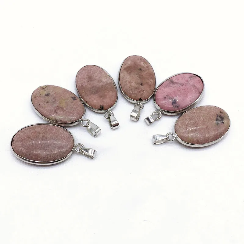 Колье с подвеской из натурального родонита и аметина 3 шт./компл./набор 18X25 мм