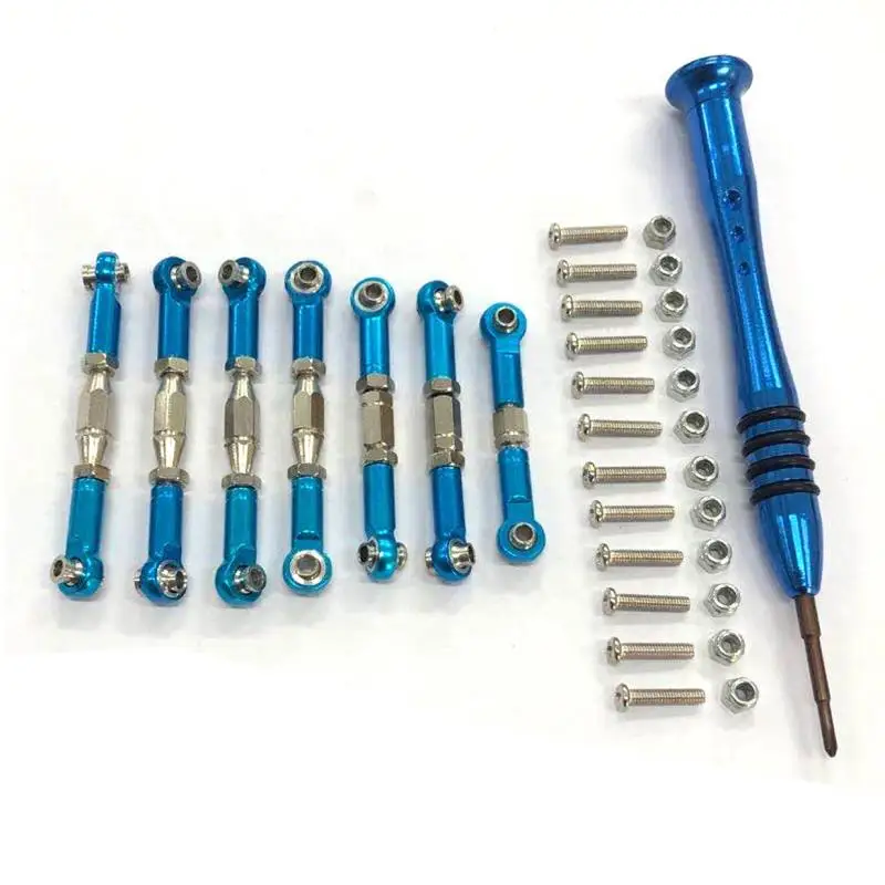 

For WLtoys 1:14 144001 RC Car Upgrade Parts Metal Steering Swing Arm Base C Rear Hub Seat Pull Rod Shock Absorber,Blue