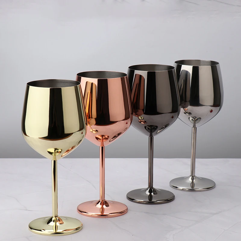 

500ml Food Grade Juice Drink Goblet Shatterproof Party Barware Kitchen Tools Wine Glasses 304 Stainless Steel Red Wine Goblets
