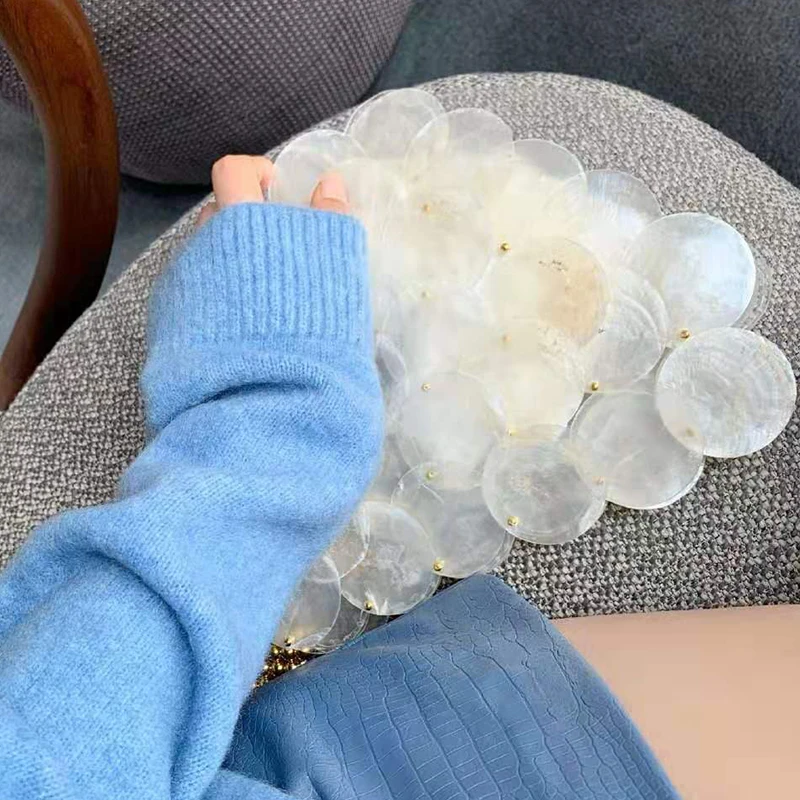 Роскошные дизайнерские женские сумки из натуральной ракушки плетеная вечерняя