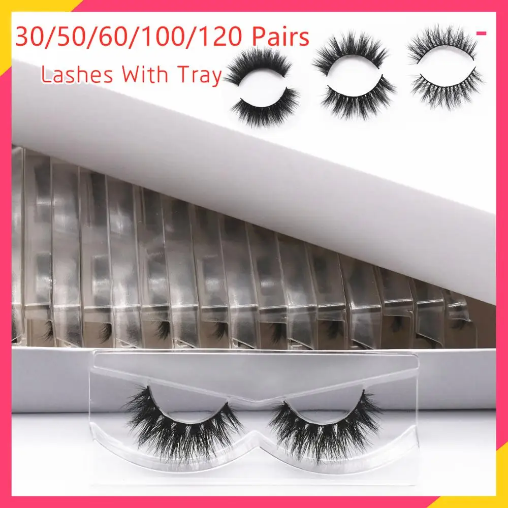 Wholesale 30/50/60/100/120 Pairs 5D Mink Lashes 3D Mink Eyelashes in Bulk False Eyelash Makeup Dramatic Natural Long Mink Lashes