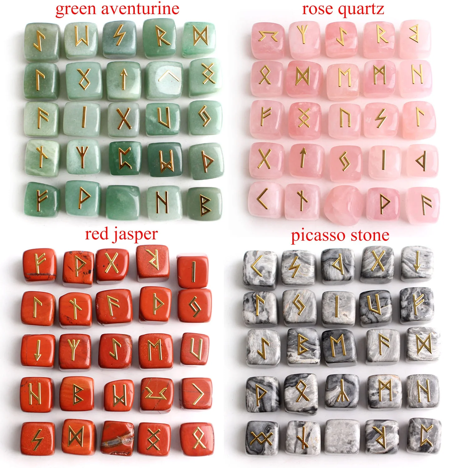 25Pcs Natural Chakra Various Cube Crystals Runes Metal Sticker Symbol Fortune-telling Divination Rock Stones Reiki Healing Gift | Дом и сад