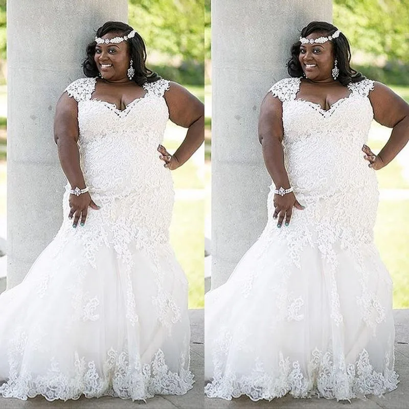 

2021 Stunning Summer Lace Wedding Dress Plus Size Country Style Elegant Mermaid Bridal Gowns Appliques Tulle wedding gowns