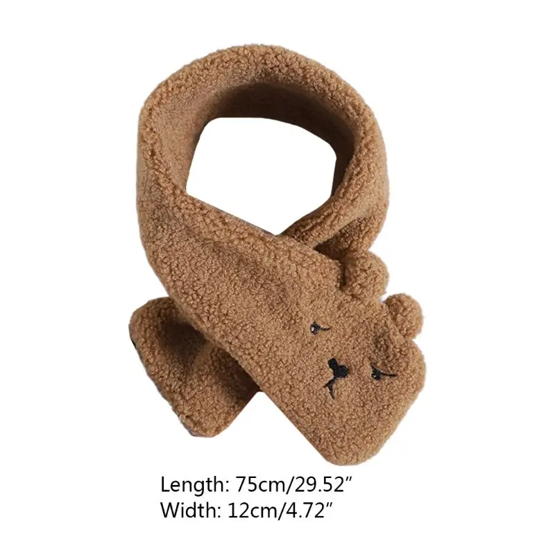 

Kids Children Winter Lamb Cashmere Scarf Cute Bear Embroidery Neck Warmer Scarf High Quality and Brand New