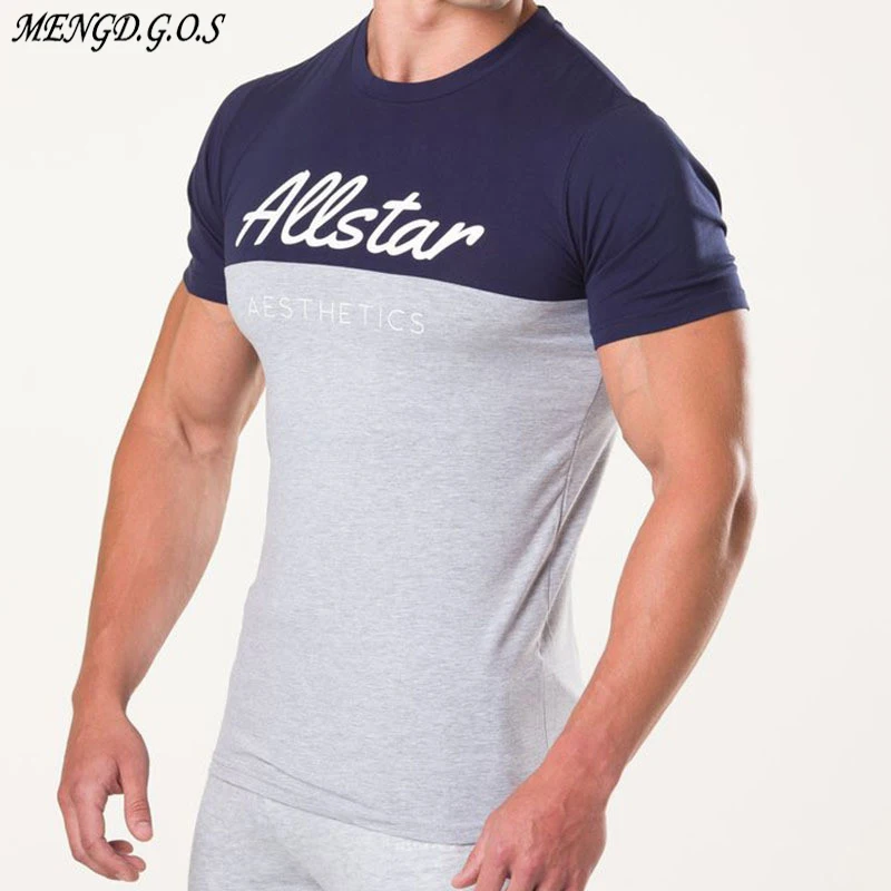 Мужская хлопковая футболка с круглым вырезом Повседневная короткими рукавами