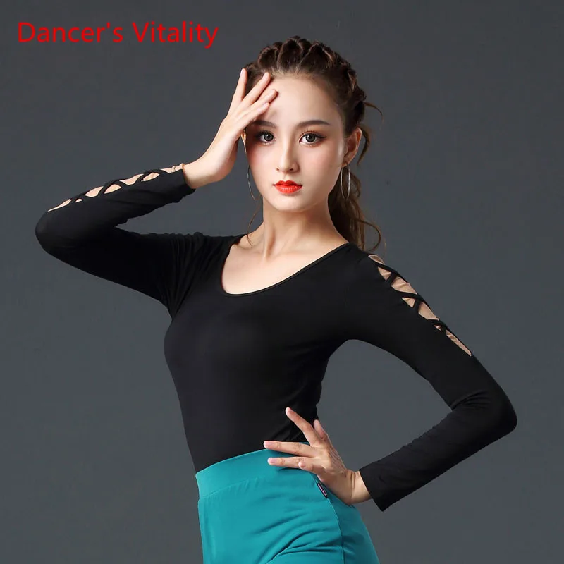 

Latin Dance Shirt New Female Adult National Standard Dance Clothing Practice Long sleeve Tops Profession Training Clothes