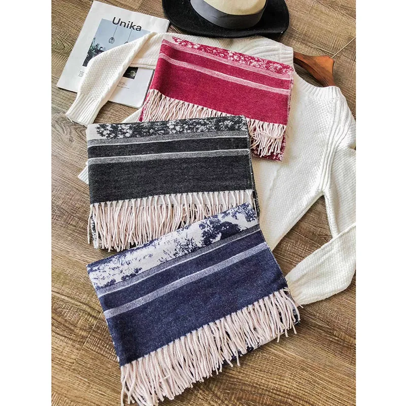 Hihg End Tiger Lion Print Luxury Brand Women Cashmere Scarf Soft Tassel Female Autumn Shawl Winter Warm Blanket 70*180 CM