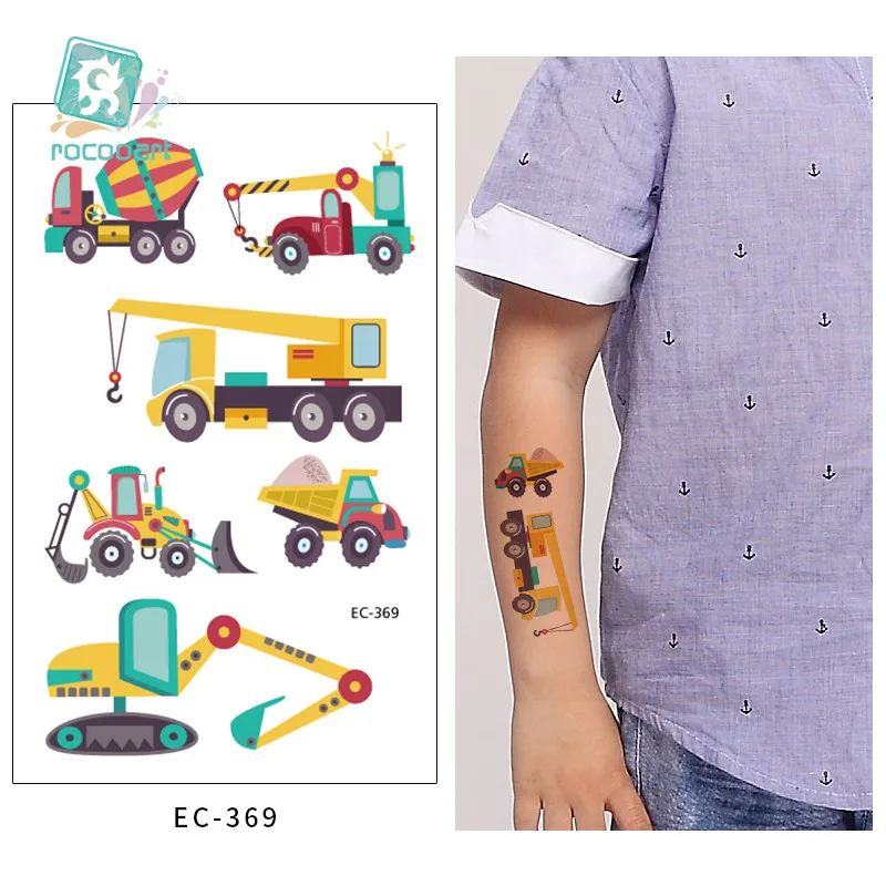 EC-369 Rocooart, мультяшная татуировка для детей, милый воздушный шар, экскаватор, поддельная татуировка, Детское тату, боди-арт, водостойкая временная татуировка, наклейка - Цвет: EC-369