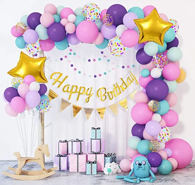 103Pcs/set Unicorn Balloons Arch Garland Purple Birthday Balloon Banner for Girls Party Baby Shower Decor Supplies | Дом и сад